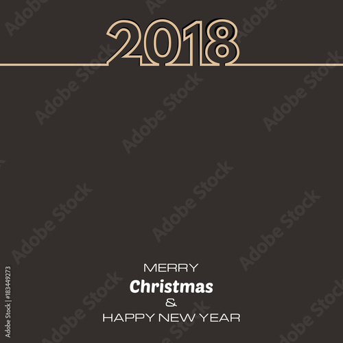 Fototapeta Naklejka Na Ścianę i Meble -  Brown Happy New Year 2018 Background. New Year and Xmas Design Element Template. Vector Illustration.
