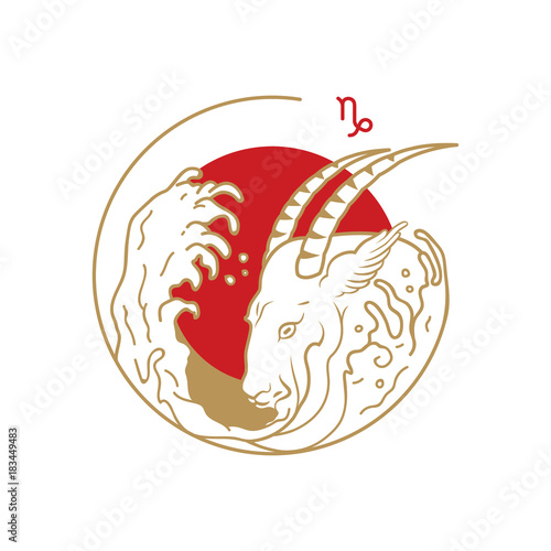Zodiac circle symbol. Capricorn.