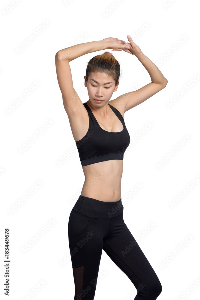 Growth portrait of fitness woman in sportswear. Growth portrait of fitness woman in sportswear.