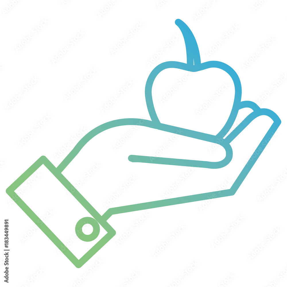 hand with apple icon vector illustration design hand with apple icon vector illustration design