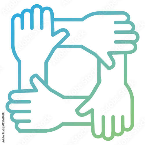 united teamwork hands icon vector illustration design