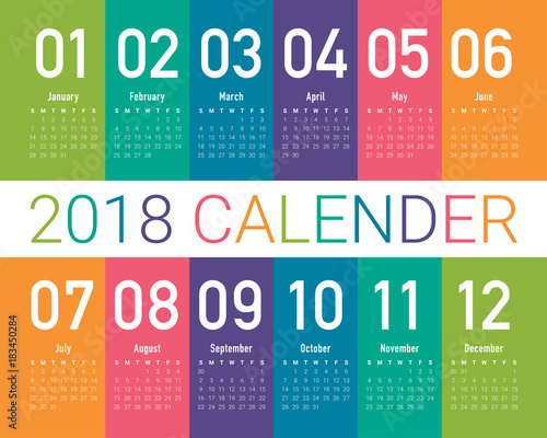 Year 2018 calendar vector design template