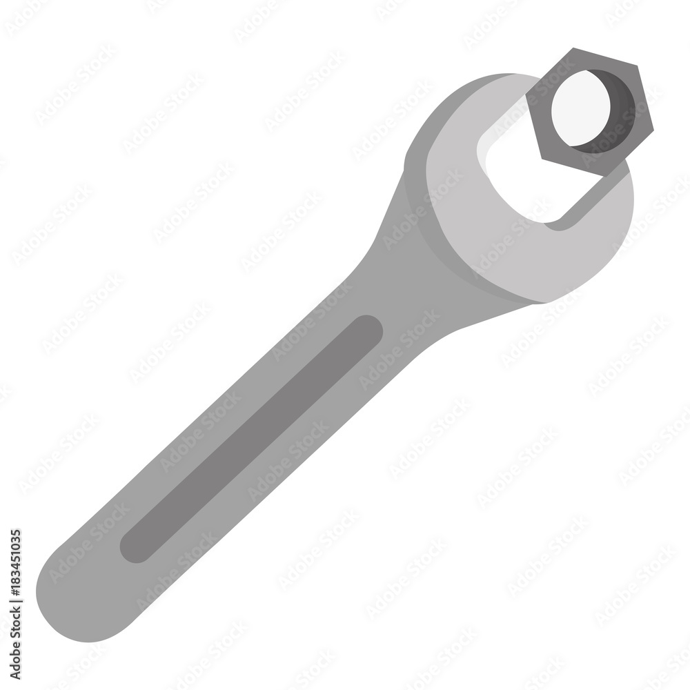 wrench key with nut vector illustration design wrench key with nut vector illustration design