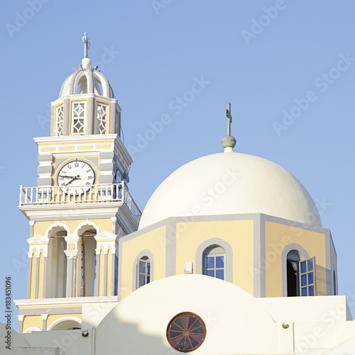 Cathedral of Saint John the Baptist in Fira. It is the main Catholic church on Santorini Island, Greece