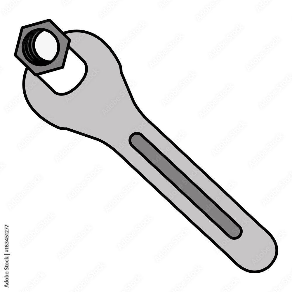 wrench key with nut vector illustration design wrench key with nut vector illustration design
