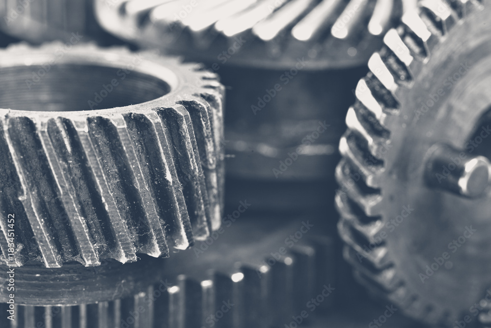 Close-up view of stack of gears Close-up view of stack of gears