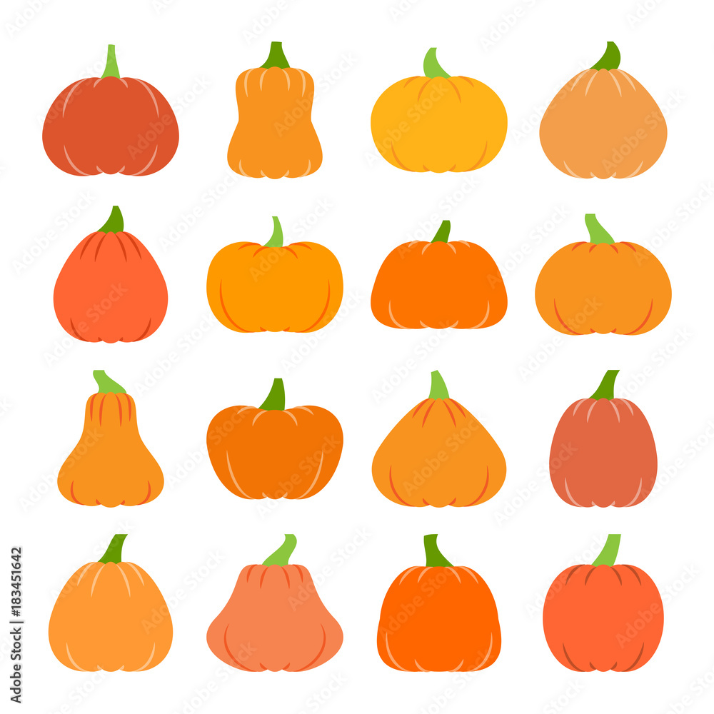 Colorful flat Halloween Pumpkin icon set Colorful flat Halloween Pumpkin icon set