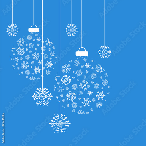 Christmas snowflakes and balls. Vector illustration.