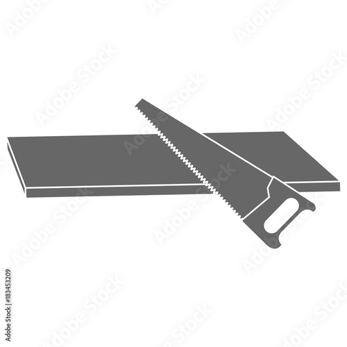 handsaw tool with wooden board vector illustration design