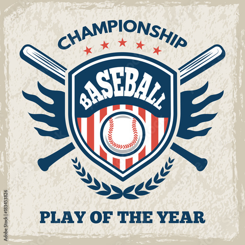 Retro poster for baseball club. Sport emblem in vector style