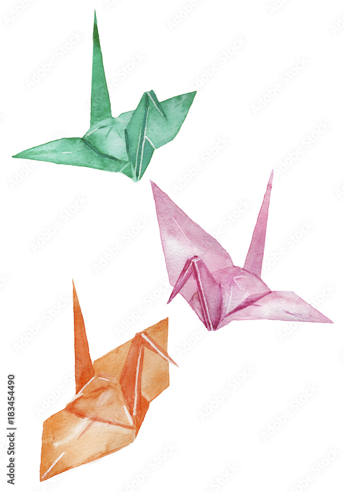 折り鶴 水彩イラスト Stock Illustration Adobe Stock