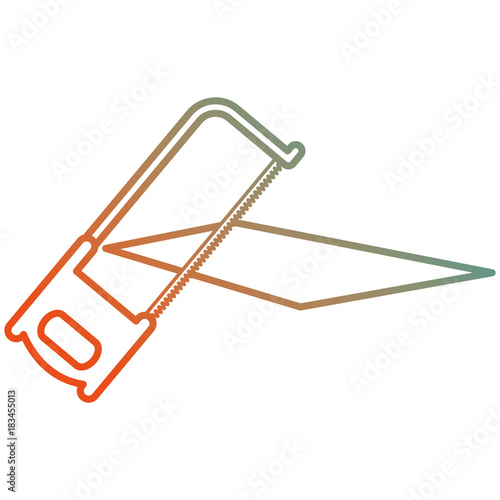 handsaw tool with wooden board vector illustration design