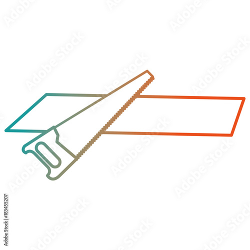 handsaw tool with wooden board vector illustration design