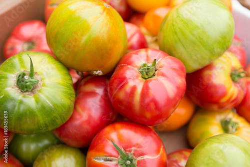 Organic tomatoes at farmers  market.