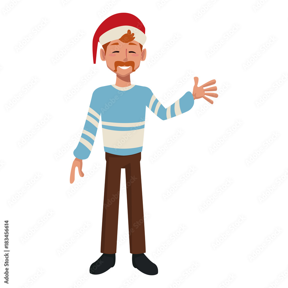 Young man with santa claus hat icon vector illustration graphic design Young man with santa claus hat icon vector illustration graphic design