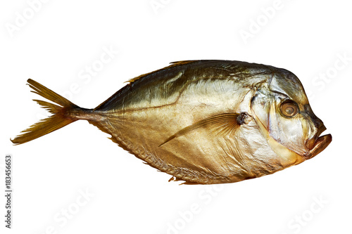 Smoked moonfish isolated on white with clipping path
