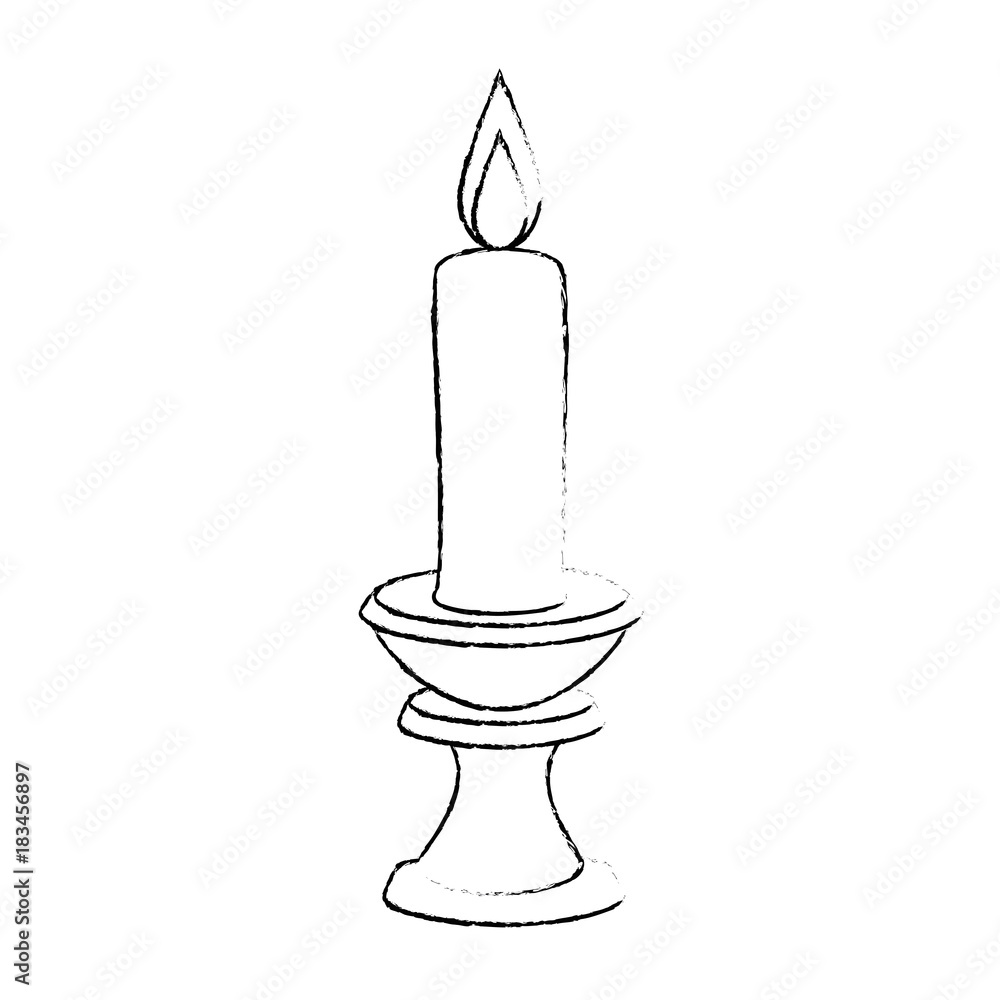 paraffin candle in candlestick vector illustration design paraffin candle in candlestick vector illustration design