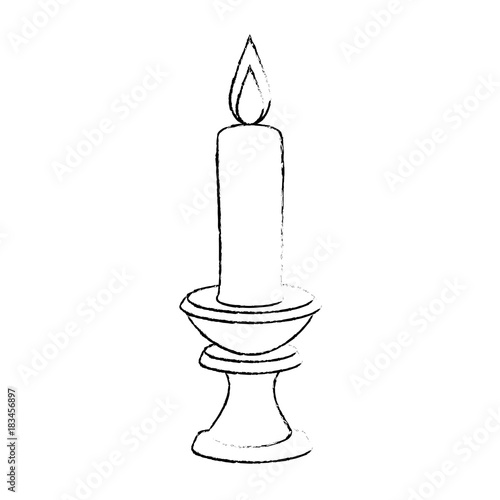 paraffin candle in candlestick vector illustration design