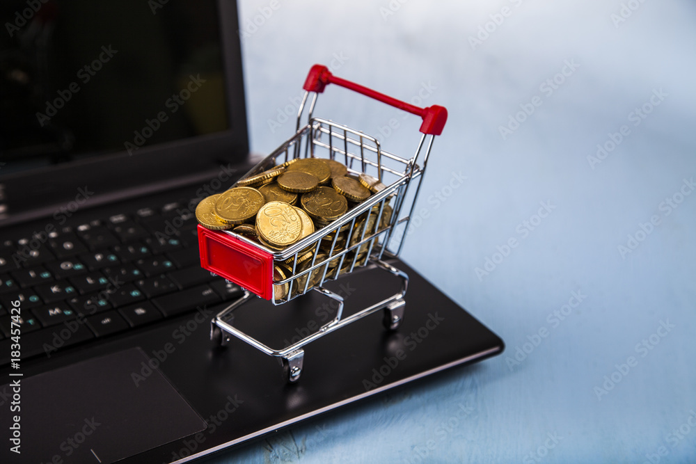 Shopping trolley with coins