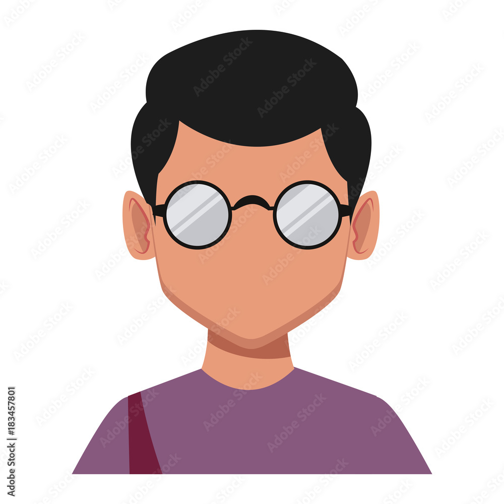 Geek man with round frame glasses icon vector illustration graphic design