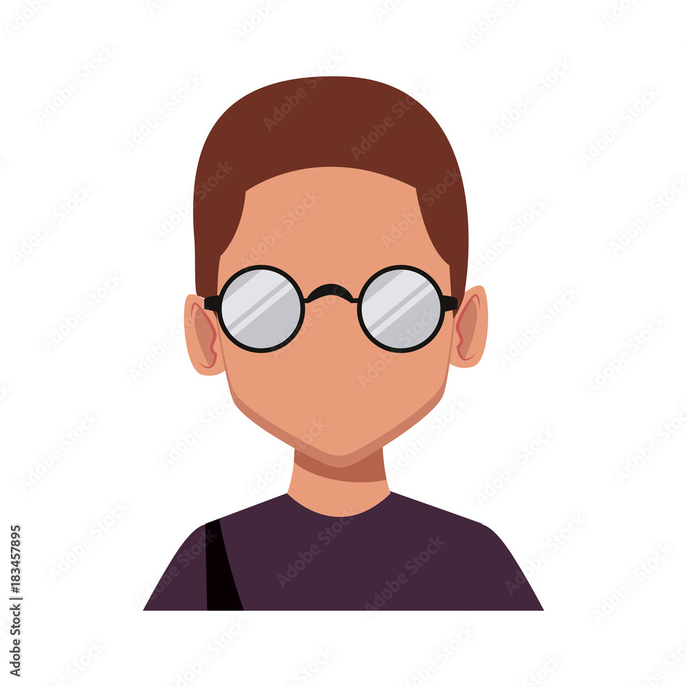 Geek man with round frame glasses icon vector illustration graphic design Geek man with round frame glasses icon vector illustration graphic design