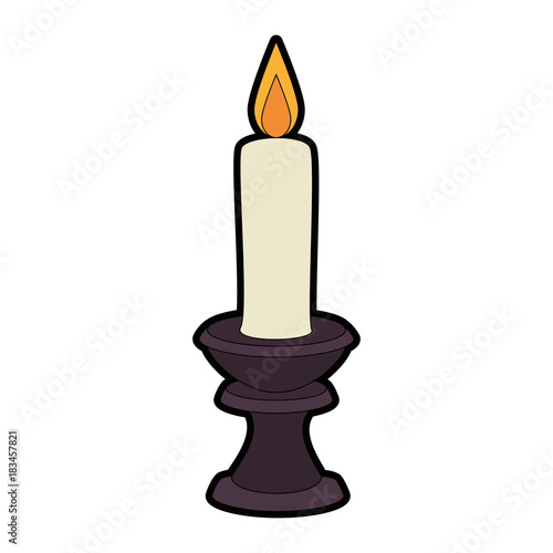 paraffin candle in candlestick vector illustration design