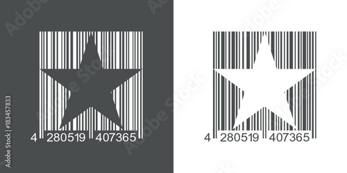 Icono plano codigo de barras estrella gris y blanco