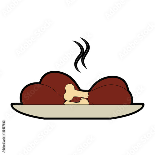dish with chicken thighs isolated icon vector illustration design