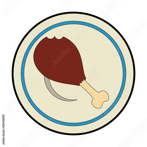 dish with chicken thighs isolated icon vector illustration design