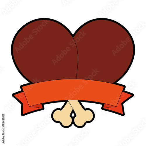 chicken thighs with ribbon vector illustration design