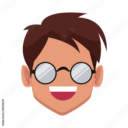 Geek man with round frame glasses icon vector illustration graphic design