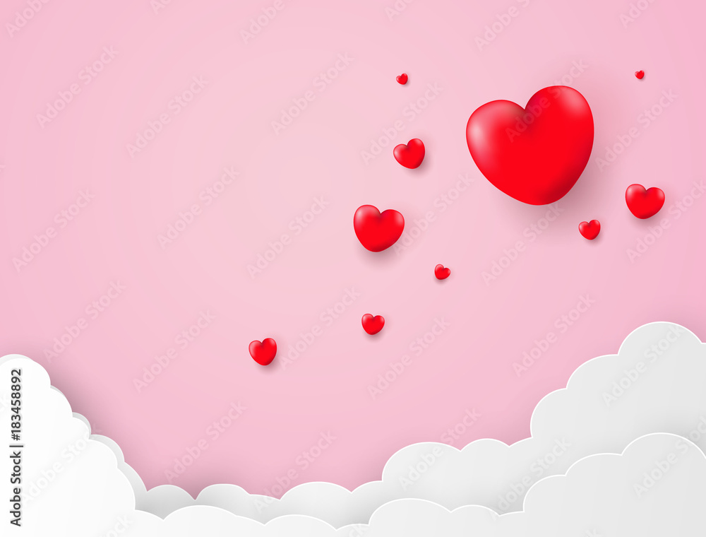 love Valentines day background with balloons heart