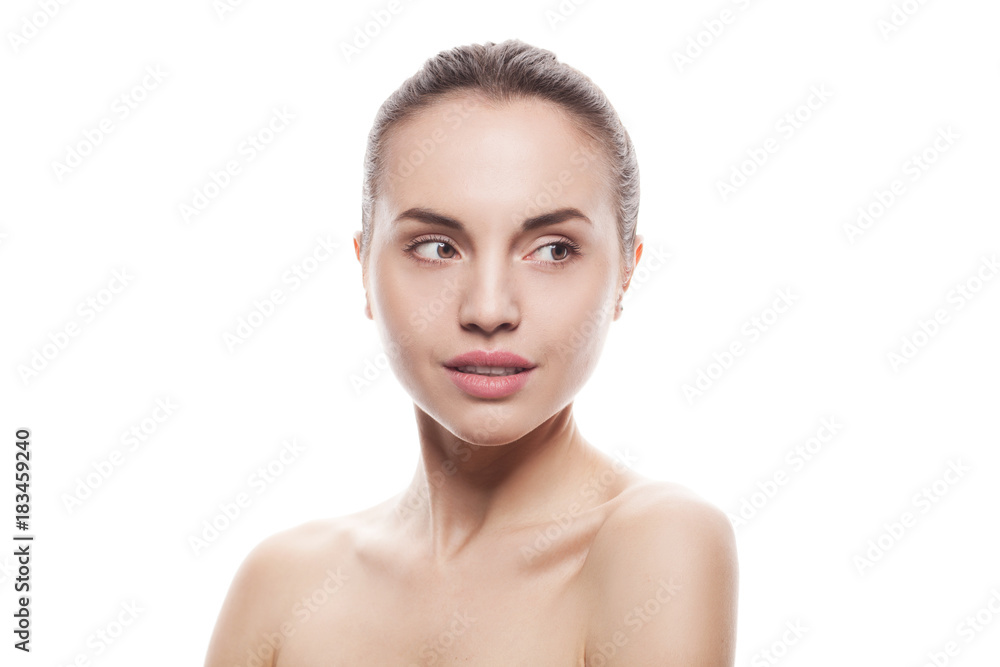 closeup portrait of young woman with clean fresh skin closeup portrait of young woman with clean fresh skin