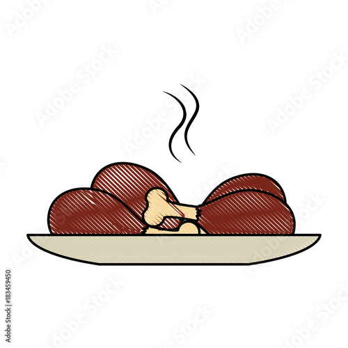 dish with chicken thighs isolated icon vector illustration design
