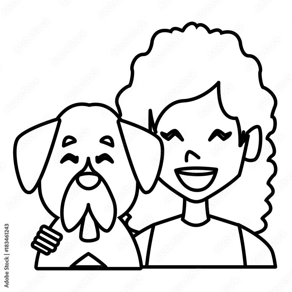Woman with dog cartoon icon vector illustration graphic design Woman with dog cartoon icon vector illustration graphic design