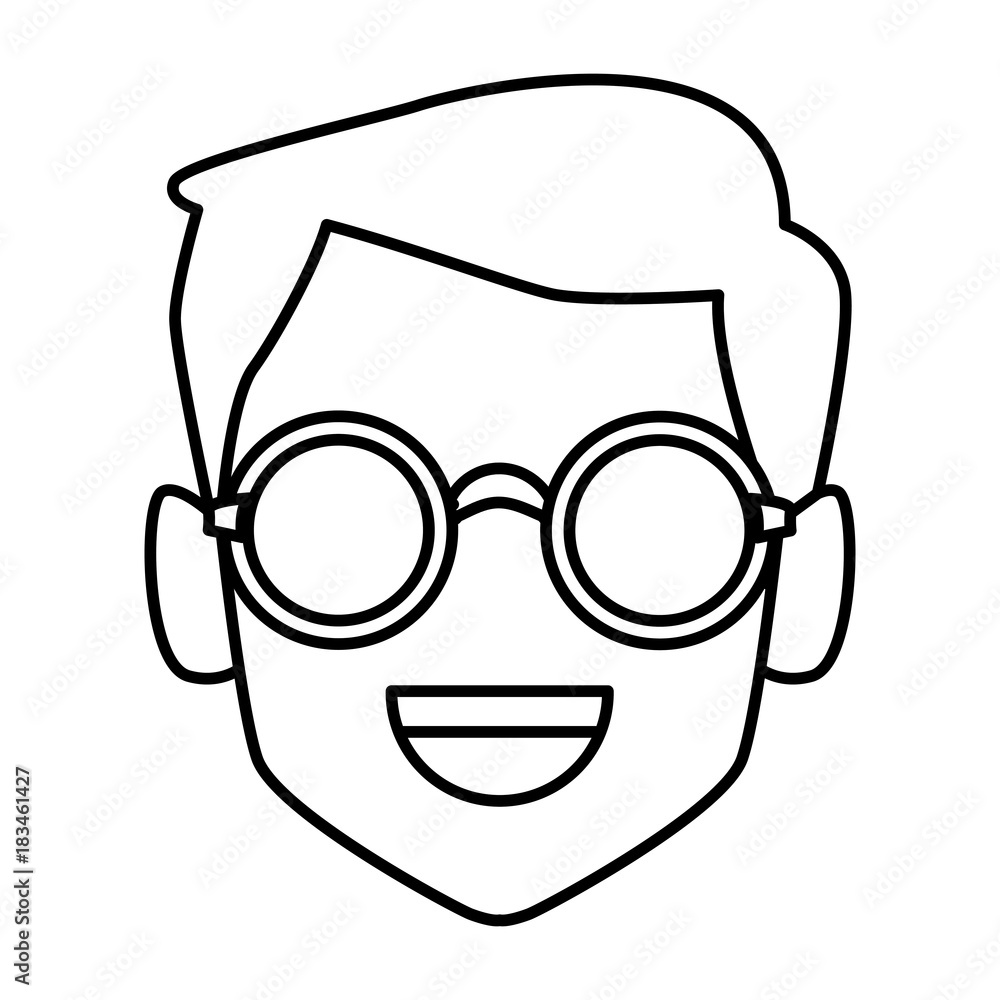 Geek man with round frame glasses icon vector illustration graphic design Geek man with round frame glasses icon vector illustration graphic design