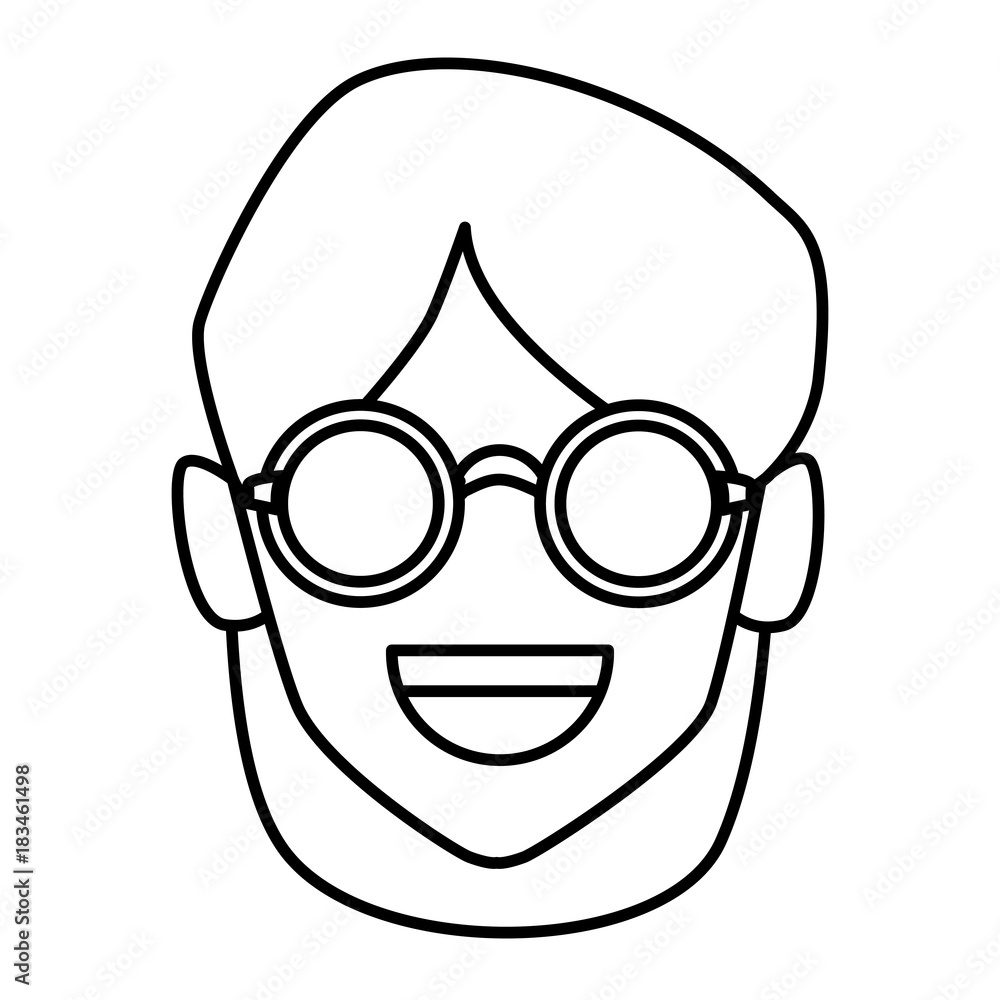 Geek man with round frame glasses icon vector illustration graphic design Geek man with round frame glasses icon vector illustration graphic design