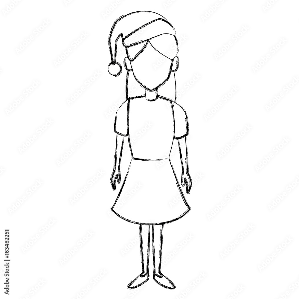 Young woman with christmas hat icon vector illustration graphic design Young woman with christmas hat icon vector illustration graphic design