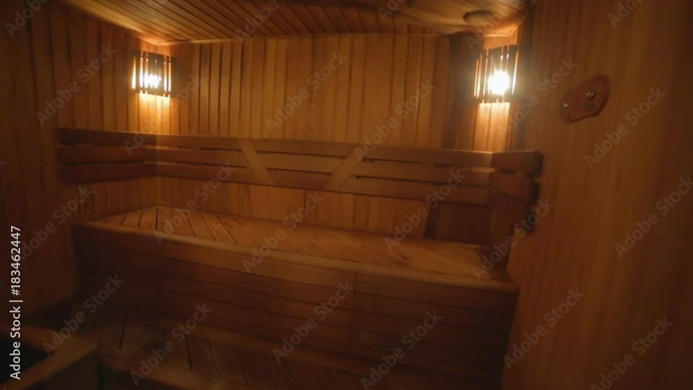 Finnish wooden sauna in the spa center Finnish wooden sauna in the spa center