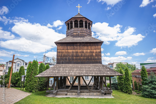 Belltower of Orthodox Assumption Church, former Catholic church in Chortkiv, Ukraine photo