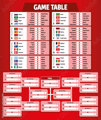 Table of games. football Soccer