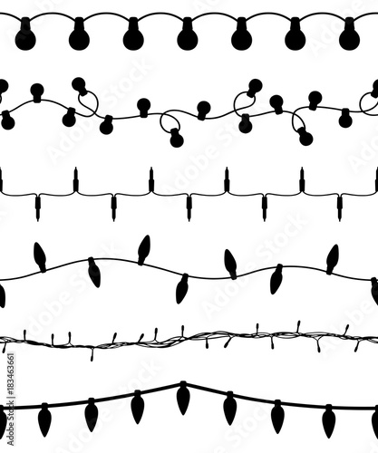 Seamless set of different Christmas lights isolated on white