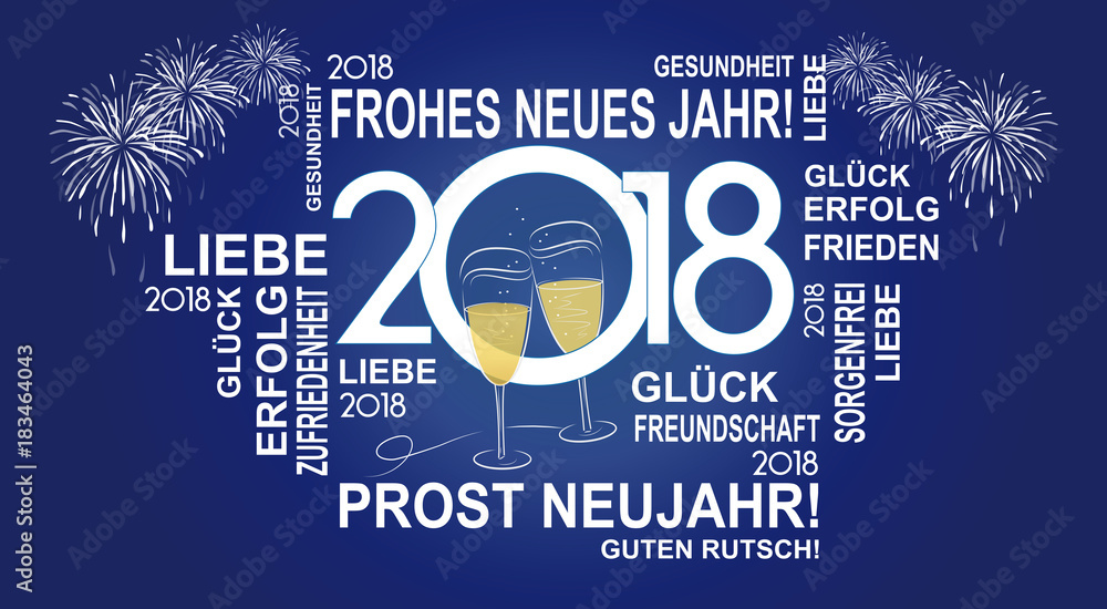 gute wünsche 2018 feuerwerk blau Adobe Stock