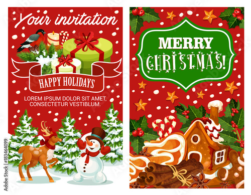 Merry Christmas holiday greeting vector card