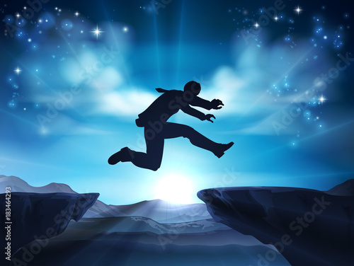 Jumping Silhouette Businessman