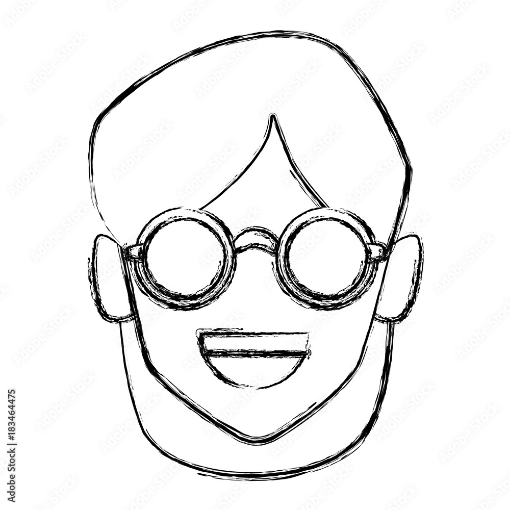 Geek girl with round frame glasses icon vector illustration graphic design Geek girl with round frame glasses icon vector illustration graphic design