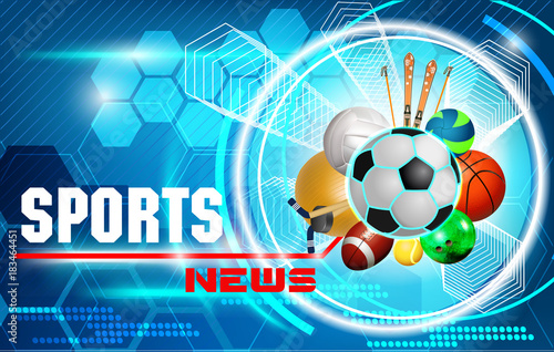 SPORT NEWS, balls, blue background