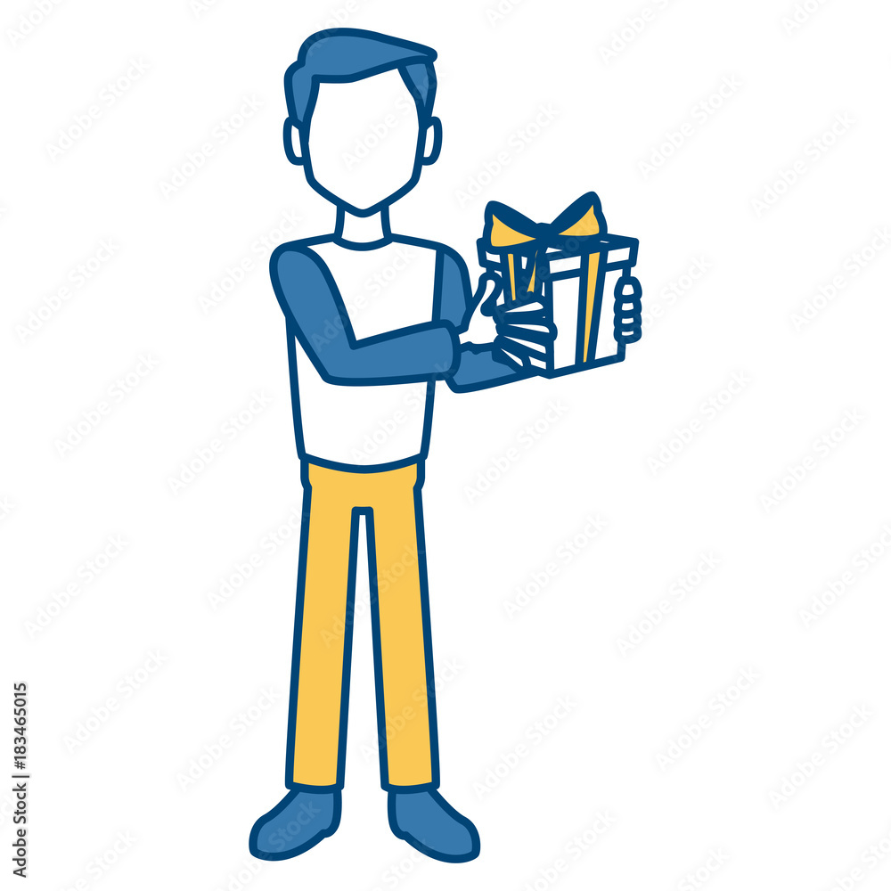 Man with christmas giftbox icon vector illustration graphic design Man with christmas giftbox icon vector illustration graphic design