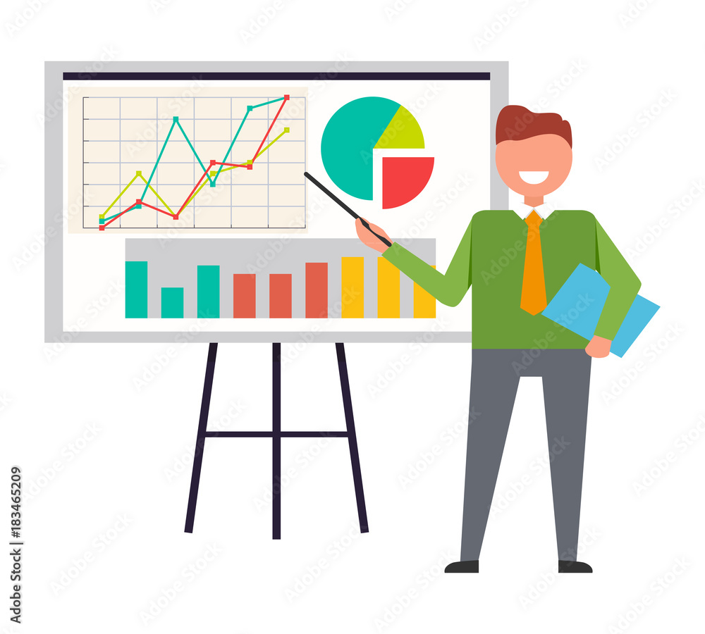 Businessman Standing at Interactive Whiteboard Businessman Standing at Interactive Whiteboard