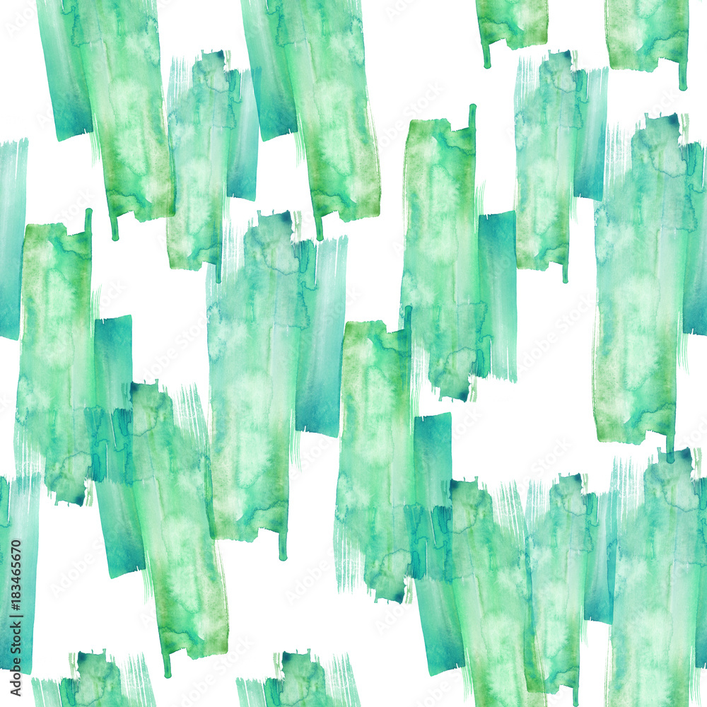Watercolor seamless abstract background, pattern.Watercolor card, greeting card of green abstract spot.  Splash, bright streaks of paint. Vintage postcard, business card, invitation.
